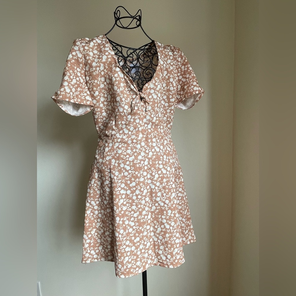 Princess Polly short sleeve mini dress with bow design in dusty pink